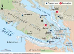 Map of oil spill response bases.